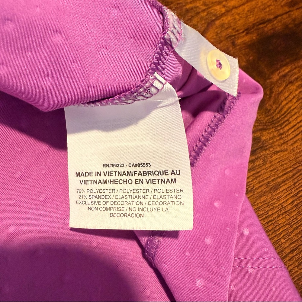 NIKE GOLF Purple Polka Dot Polo Shirt Top Athletic Golfcore Tenniscore Large - Picture 14 of 14
